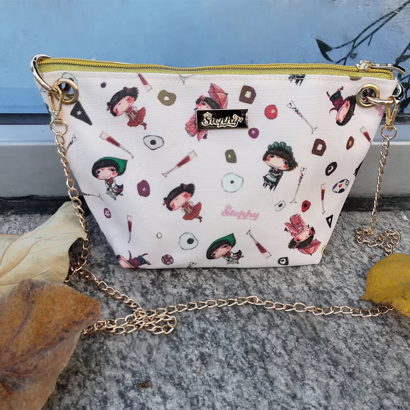 買2送1【奇幻旅行】可調節長短鏈條帆布斜背包/餃子包