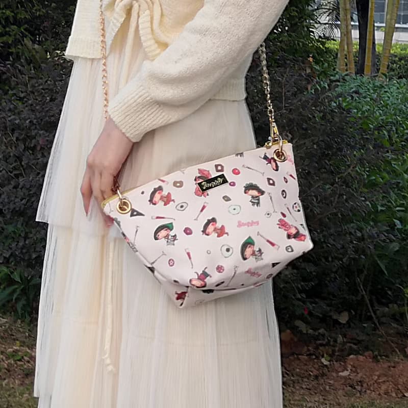 買2送1【奇幻旅行】可調節長短鏈條帆布斜背包/餃子包