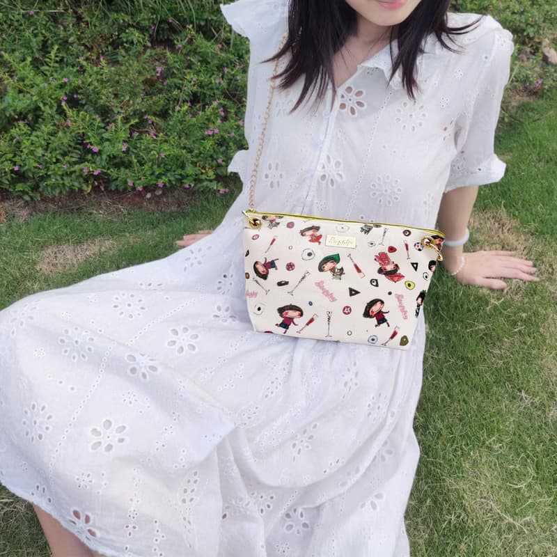 買2送1【奇幻旅行】可調節長短鏈條帆布斜背包/餃子包