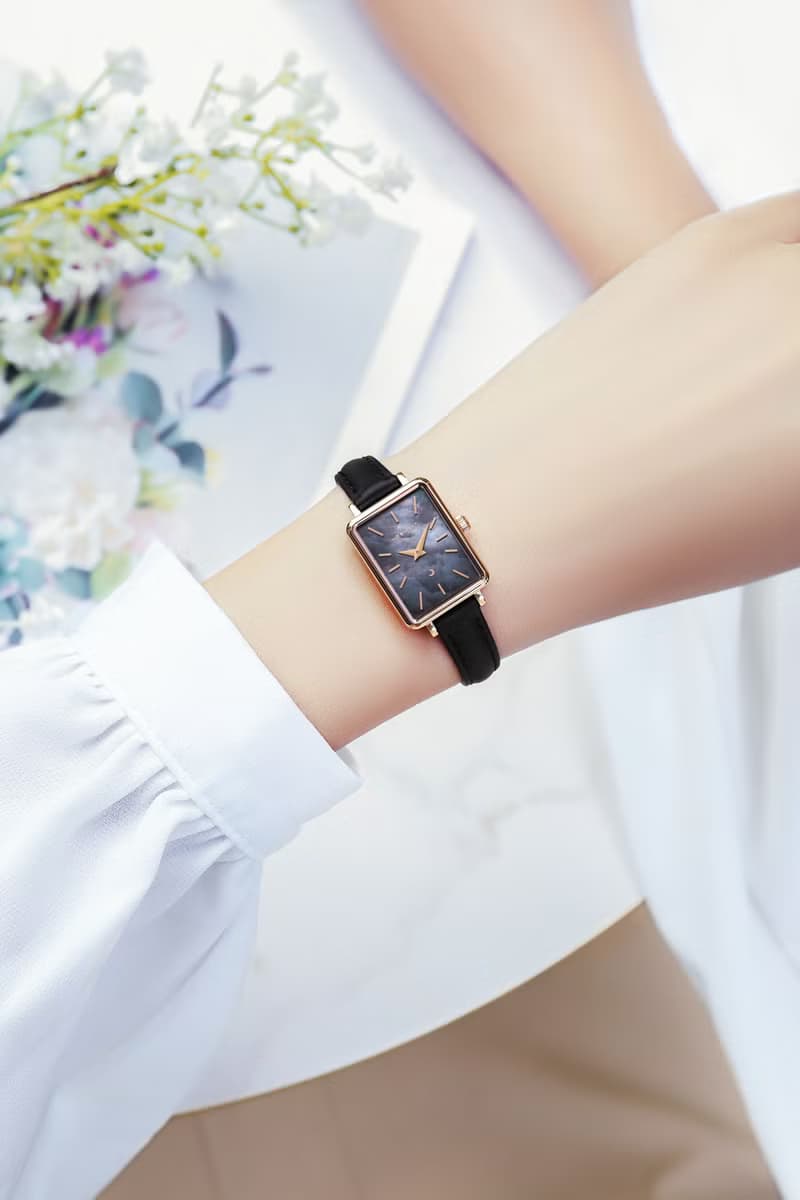 【MOONART】方型手錶 夢幻系列-天使黑新 女裝手錶珍珠貝藝術手錶