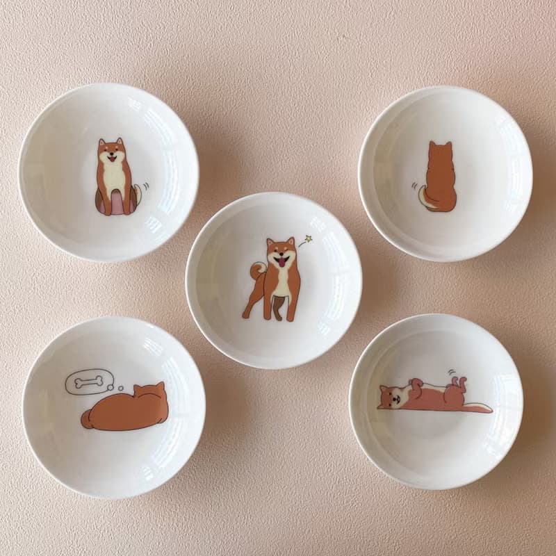 柴犬骨瓷碟禮盒組附提袋 (黃柴、赤柴、黑柴)