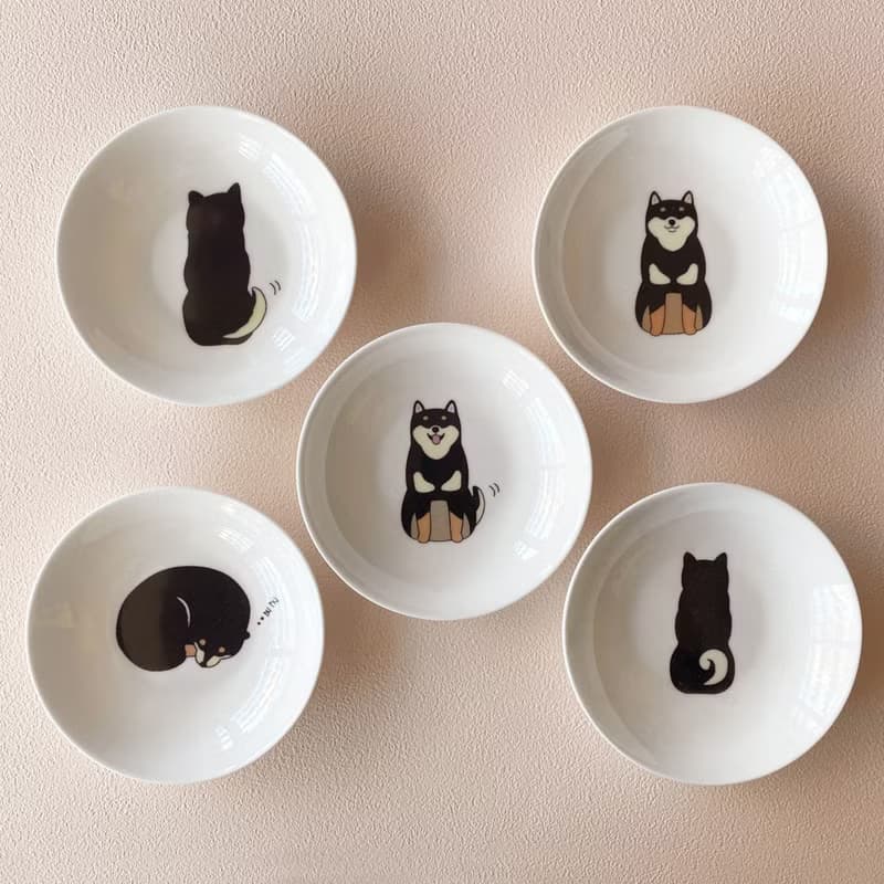 柴犬骨瓷碟禮盒組附提袋 (黃柴、赤柴、黑柴)