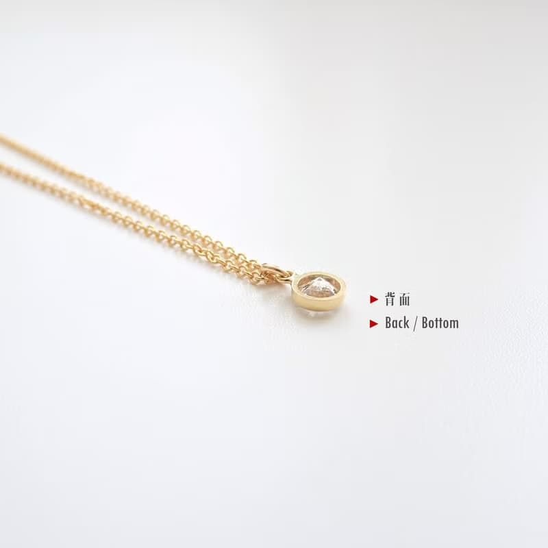 單顆鋯石包鑲 14K GF 包金項鍊 | 單鑽款 單戴或疊搭