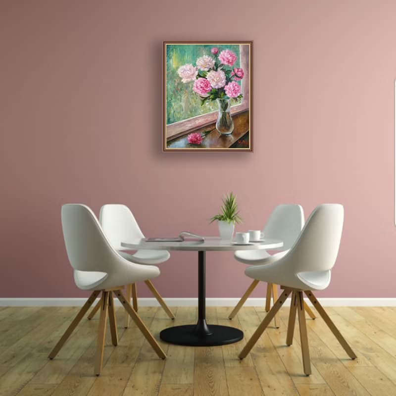 Peony Painting Floral Original Art Flowers artwork Bouquet in vase wall art