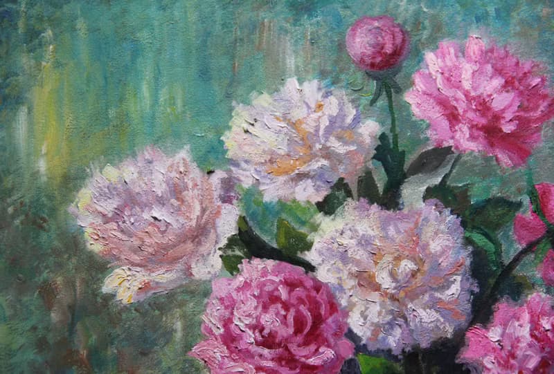 Peony Painting Floral Original Art Flowers artwork Bouquet in vase wall art