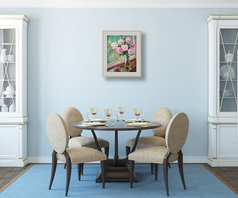 Peony Painting Floral Original Art Flowers artwork Bouquet in vase wall art