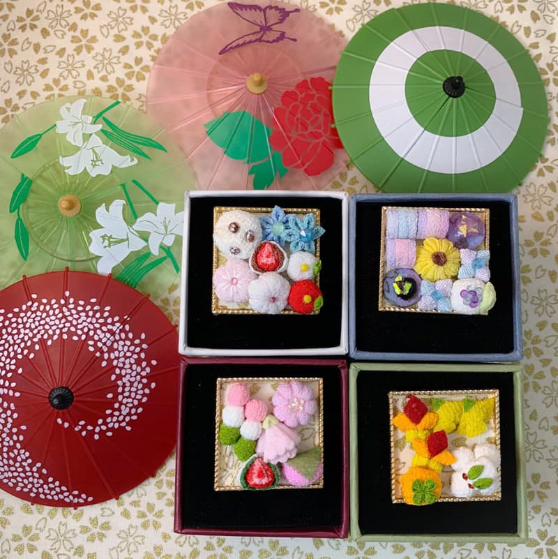 (點心 和菓子) 細工布花 髮飾馬尾扣/項鍊 趣緻可愛 和風