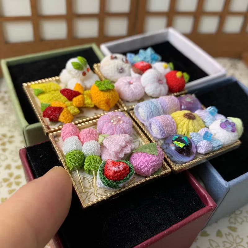 (點心 和菓子) 細工布花 髮飾馬尾扣/項鍊 趣緻可愛 和風
