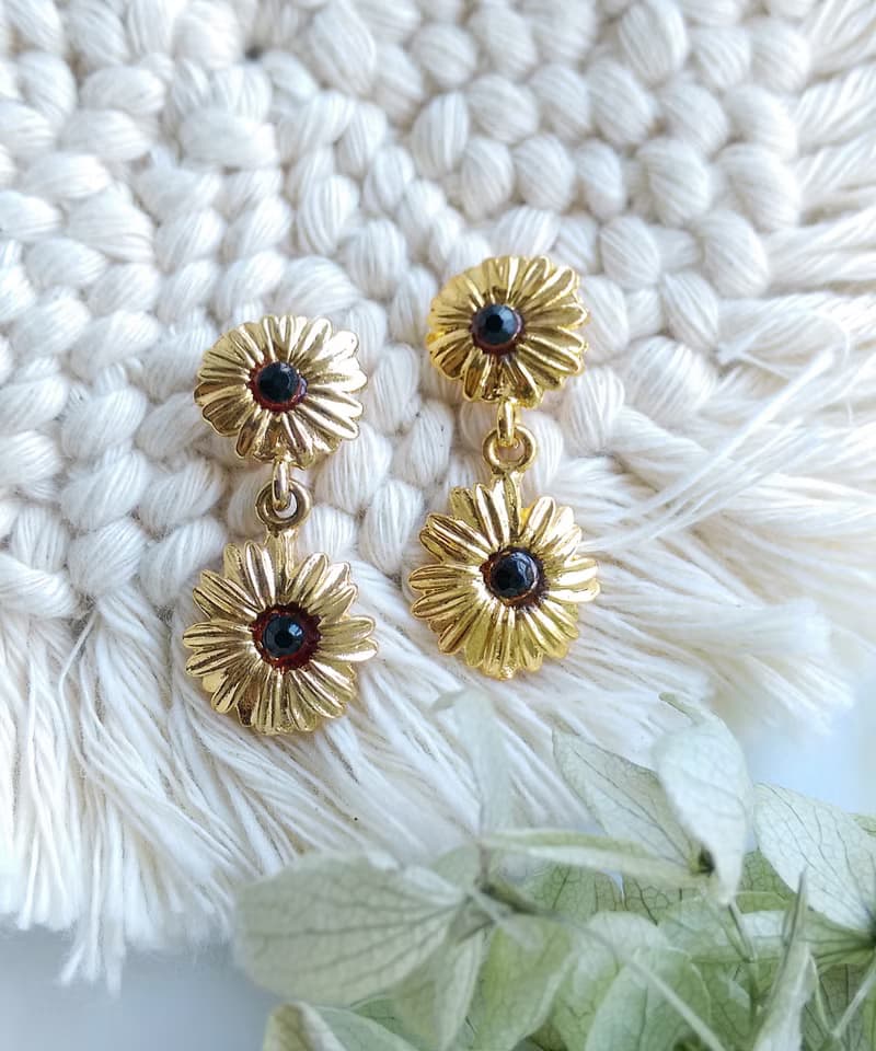 Vintage Jewelry 西洋古董飾品 復古 垂墜 花形 針式耳環
