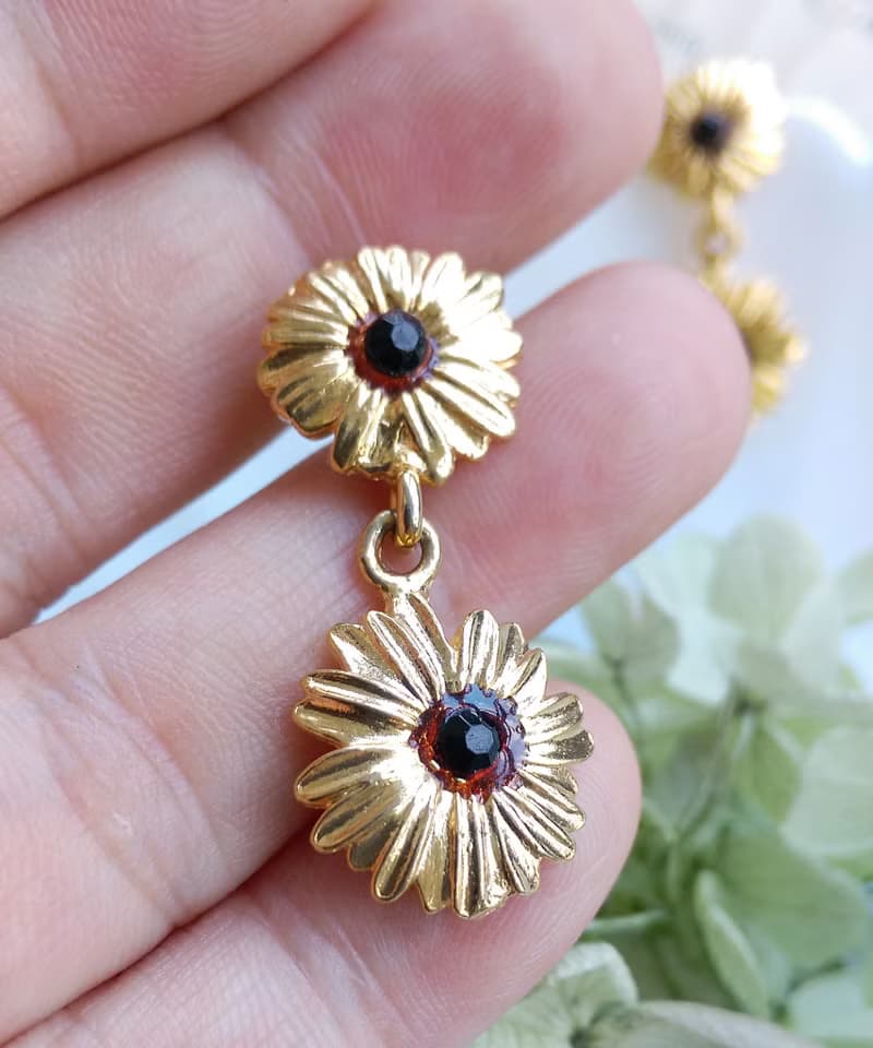 Vintage Jewelry 西洋古董飾品 復古 垂墜 花形 針式耳環