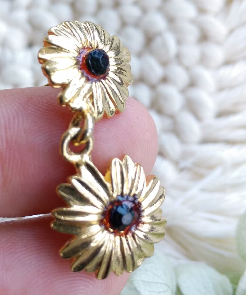 Vintage Jewelry 西洋古董飾品 復古 垂墜 花形 針式耳環