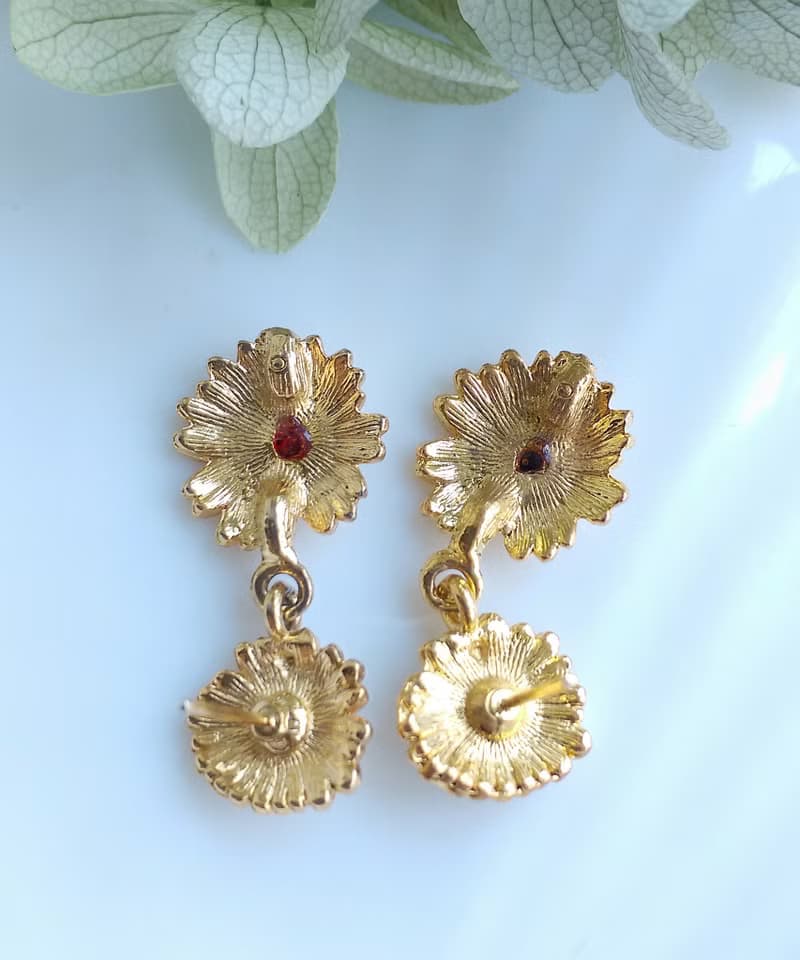 Vintage Jewelry 西洋古董飾品 復古 垂墜 花形 針式耳環