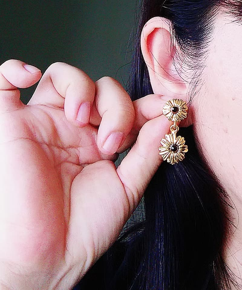 Vintage Jewelry 西洋古董飾品 復古 垂墜 花形 針式耳環