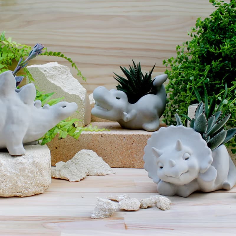 【訂製需等待】恐龍水泥盆 暴龍 三角龍 劍龍  交換禮物 聖誕禮盒