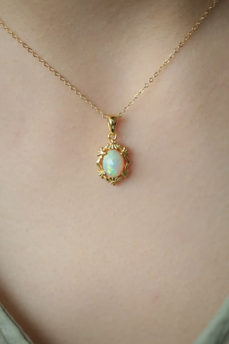 宮廷非洲白歐泊項鍊│蛋白石 誕生石 Opal
