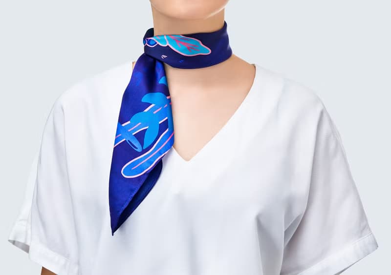 Heart of the Ocean Silk Satin Scarf (Indigo/Teal), Pure Silk Satin, Square Scarf