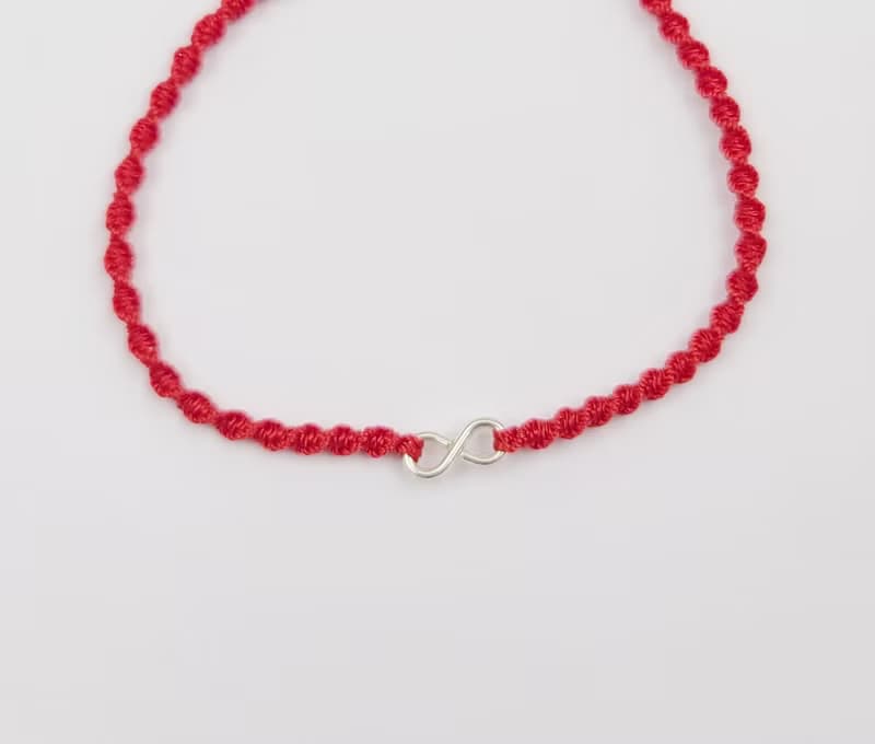 幸福線 編織 紅線 手鍊 手工 紅色 純銀 無限 發 8 禮物 發財