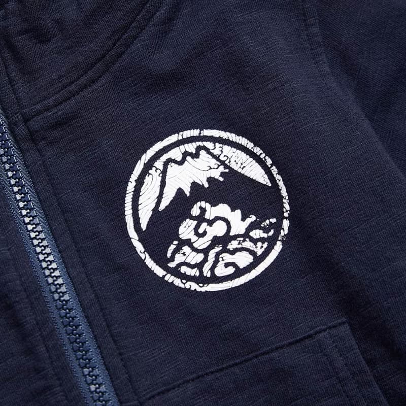 江戶勝 日系 童裝 經典大LOGO連帽拉T外套(丈青色)