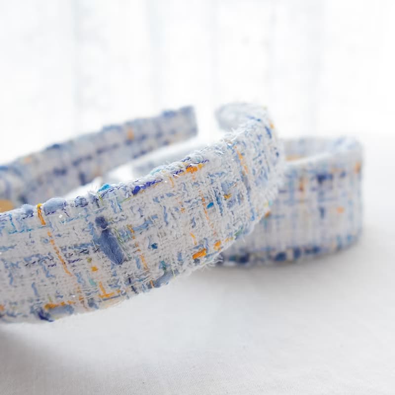 ice blue tweed hairband handmade headband