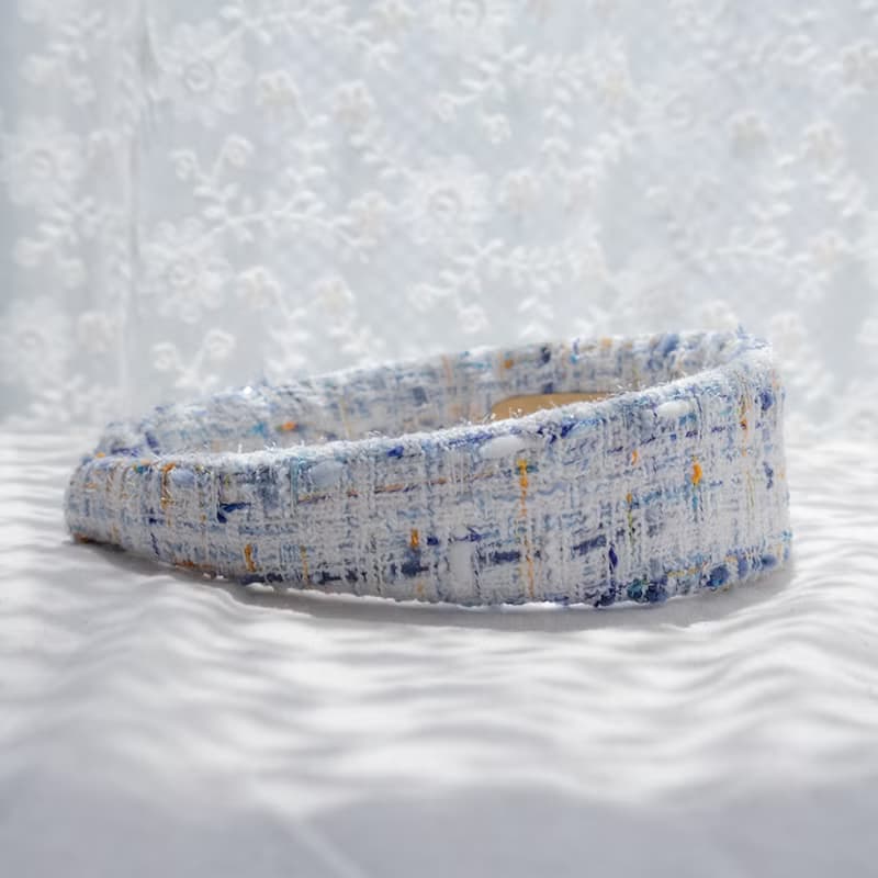 ice blue tweed hairband handmade headband