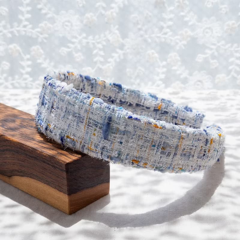 ice blue tweed hairband handmade headband
