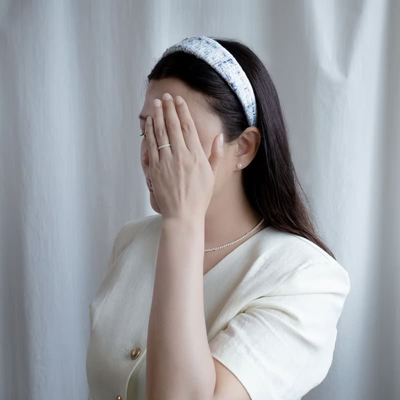 ice blue tweed hairband handmade headband