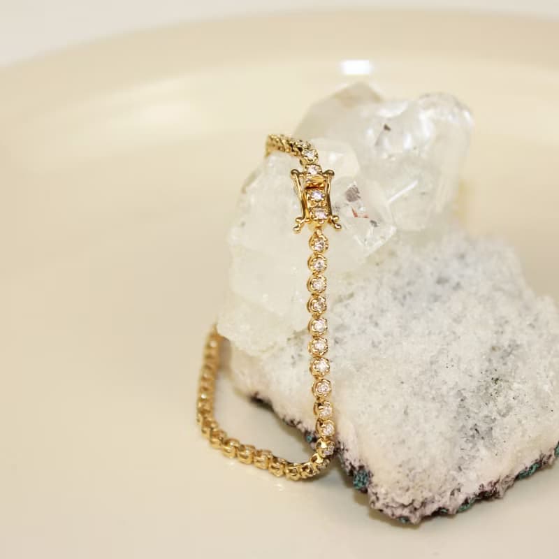 【蜜糖水果塔】18K金 放大效果滿鑽手鍊 鑽石手鍊 白金/金/玫瑰金