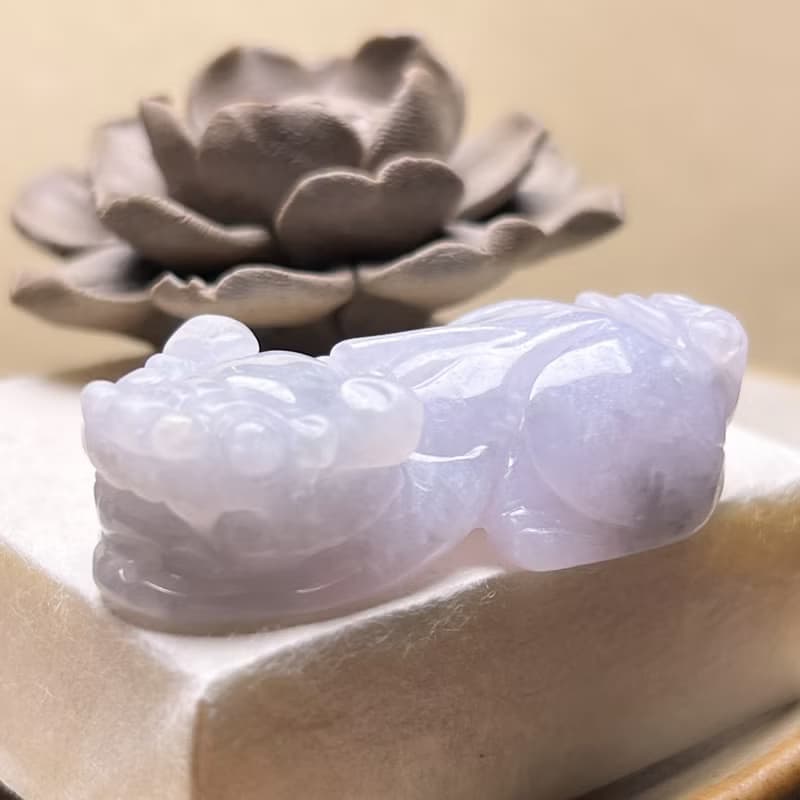 【招財神獸】冰種紫羅蘭翡翠貔貅 |天然緬甸玉翡翠A貨|送禮