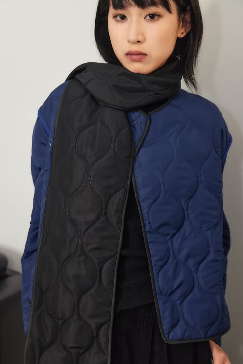 絎縫工藝 黑色藏藍雙面圍巾