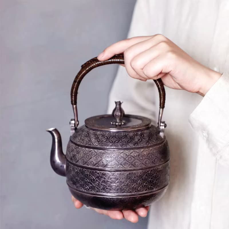 手工純銀紫皮錢幣紋茶壺