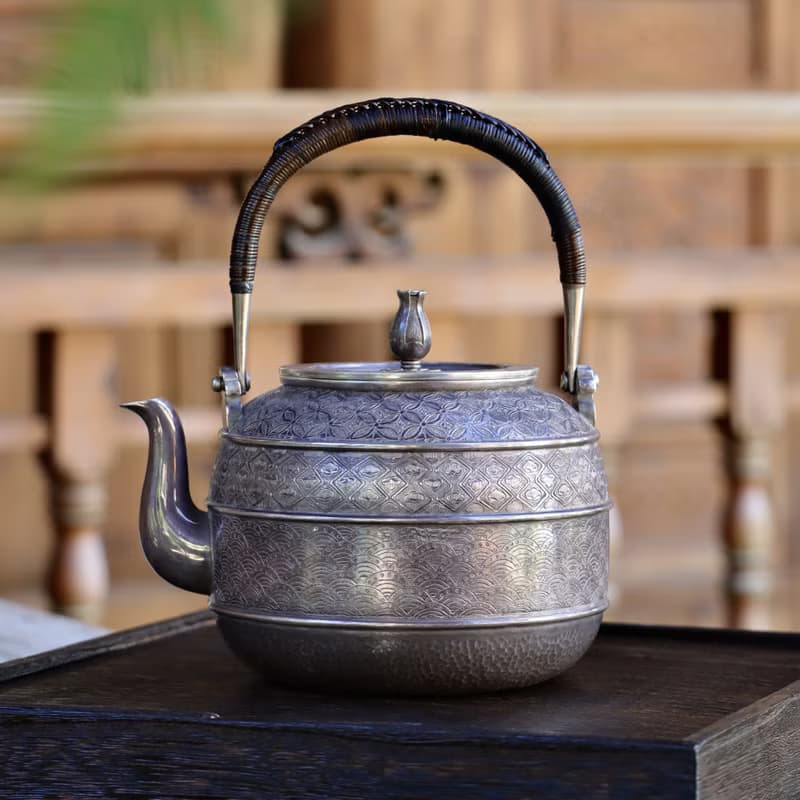 手工純銀紫皮錢幣紋茶壺