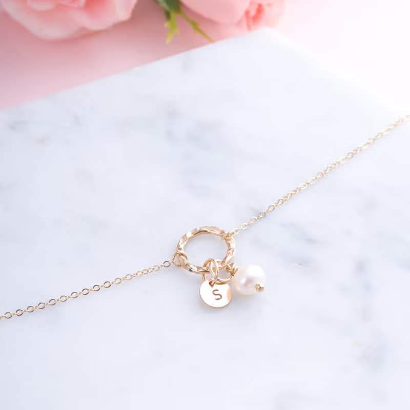 珍珠14K包金手鍊 | 伴娘姊妹禮物 | 天然淡水珍珠婚禮不褪色手鏈