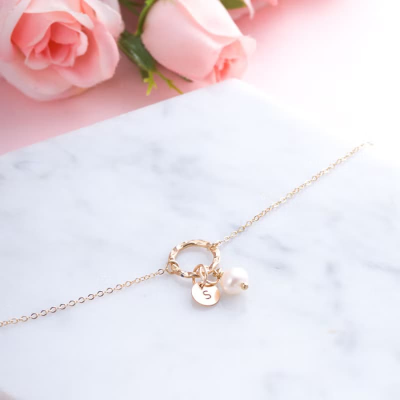 珍珠14K包金手鍊 | 伴娘姊妹禮物 | 天然淡水珍珠婚禮不褪色手鏈