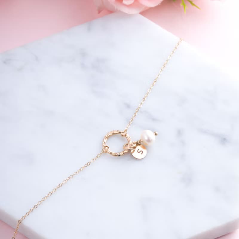 珍珠14K包金手鍊 | 伴娘姊妹禮物 | 天然淡水珍珠婚禮不褪色手鏈