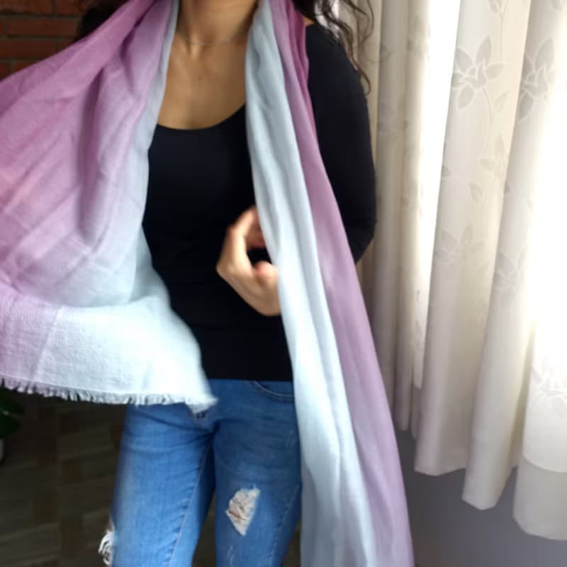 【紫靜沉心】100% Cashmere・鑽石織・手染漸層・精品級羊絨披肩