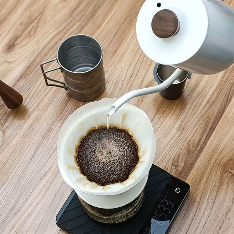 【好事多磨】胡桃木手沖咖啡壺600ml-304不鏽鋼(黑)