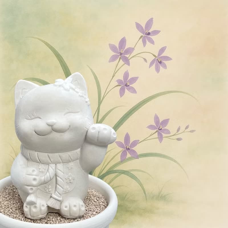 花耳招財貓小盤組 招福香氛擴香套組 文青開運擺件 開店禮首選