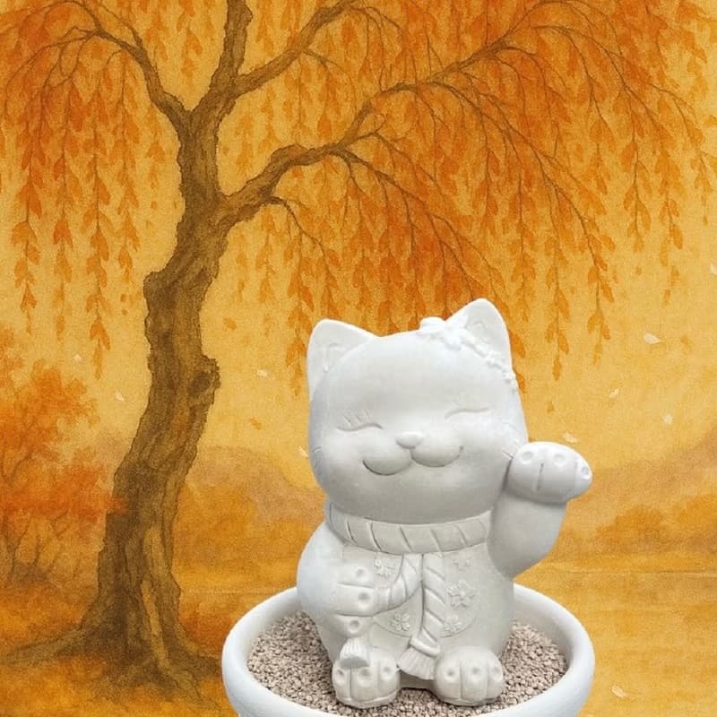 花耳招財貓小盤組 招福香氛擴香套組 文青開運擺件 開店禮首選