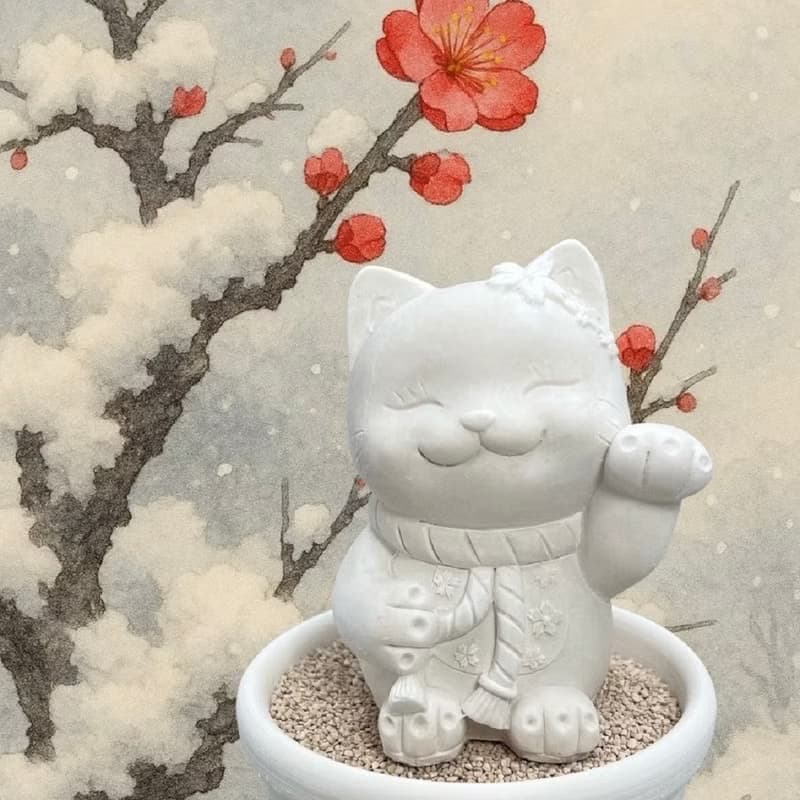 花耳招財貓小盤組 招福香氛擴香套組 文青開運擺件 開店禮首選