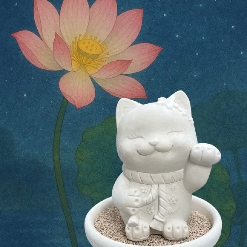 花耳招財貓小盤組 招福香氛擴香套組 文青開運擺件 開店禮首選