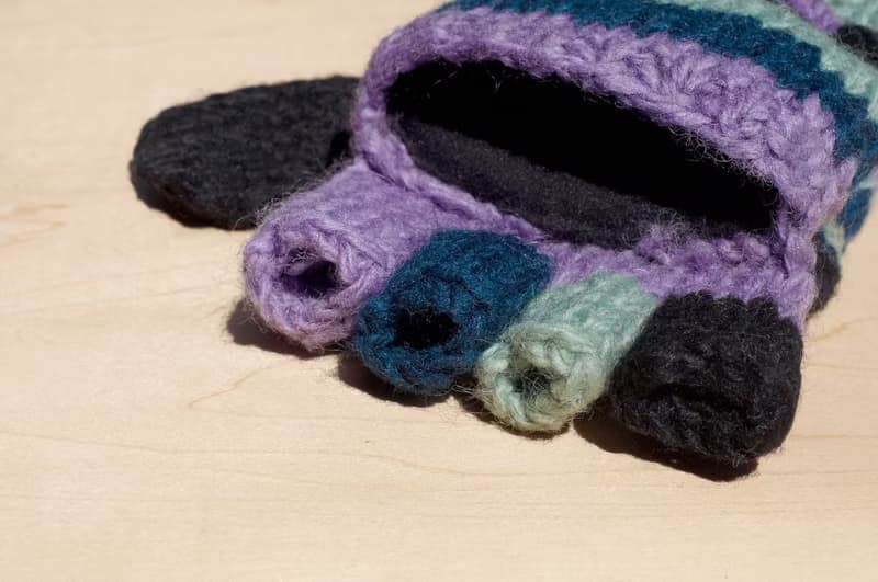 情人節禮物 創意禮物 手織純羊毛針織手套 / 可拆卸手套 / 內刷毛手套 / 保暖手套(made in nepal) - 藍紫色薰衣草森林 幾何海洋圖騰