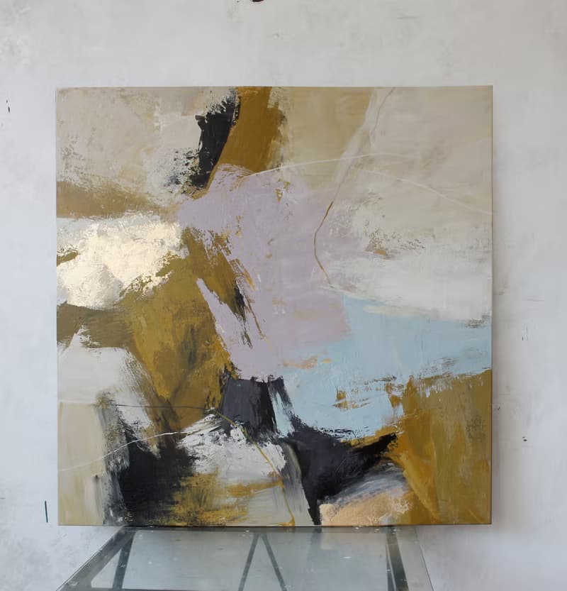 Painting licak blue abstract | Square abstract painting original | Cape 2