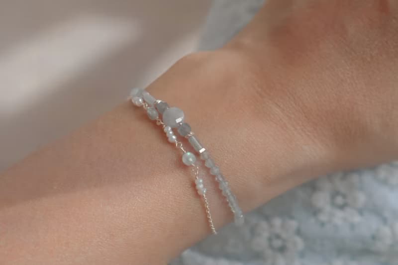 手鍊 光譜石 珍珠 - 成功 -