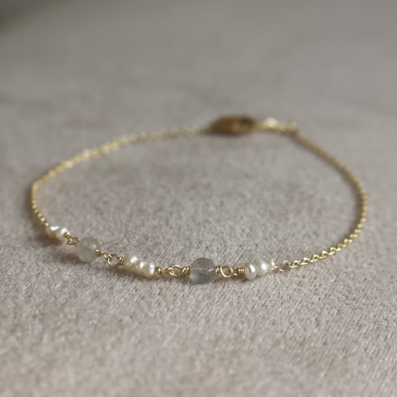 手鍊 光譜石 珍珠 - 成功 -