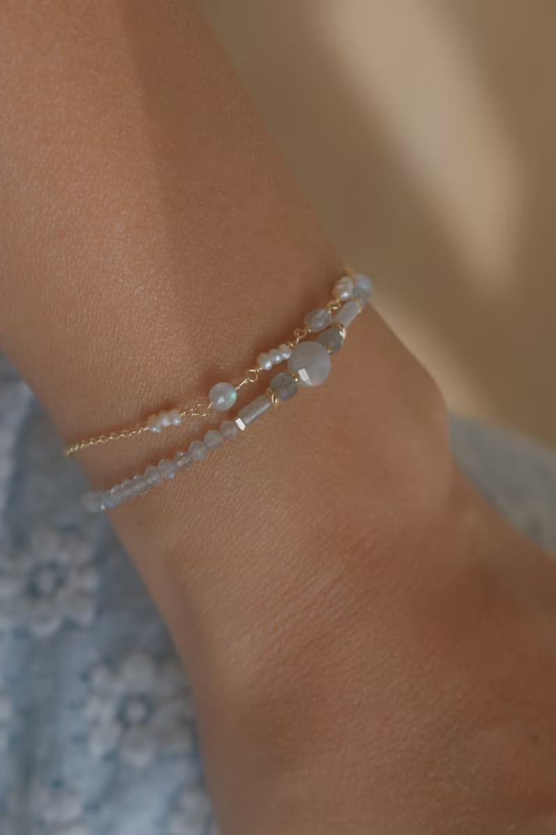 手鍊 光譜石 珍珠 - 成功 -