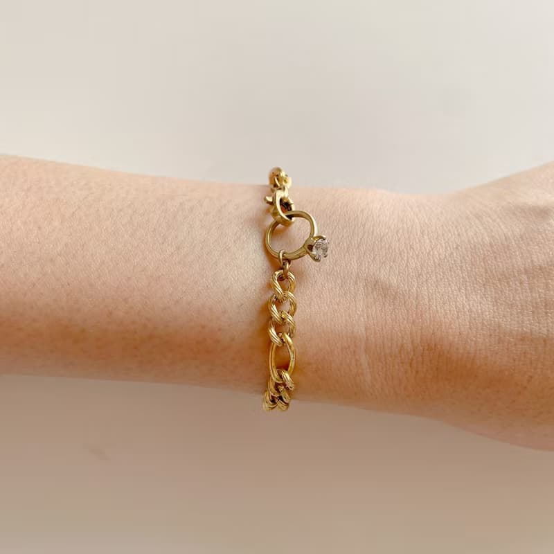 挪威情歌-鋯石黃銅手鍊