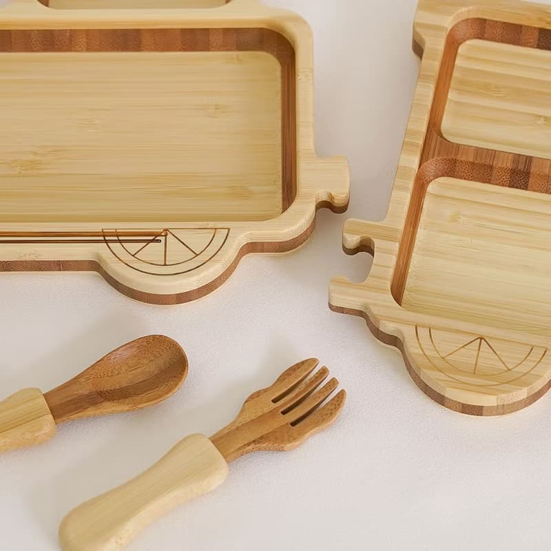 【agney】日本孟宗竹餐盤組 -火車組合(附S湯叉)