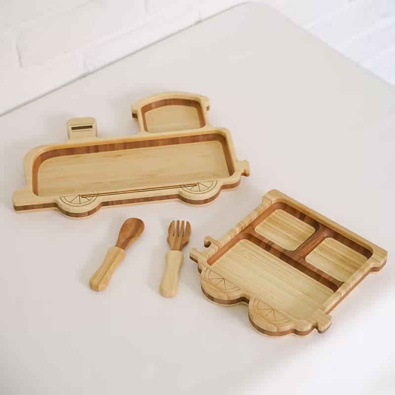 【agney】日本孟宗竹餐盤組 -火車組合(附S湯叉)