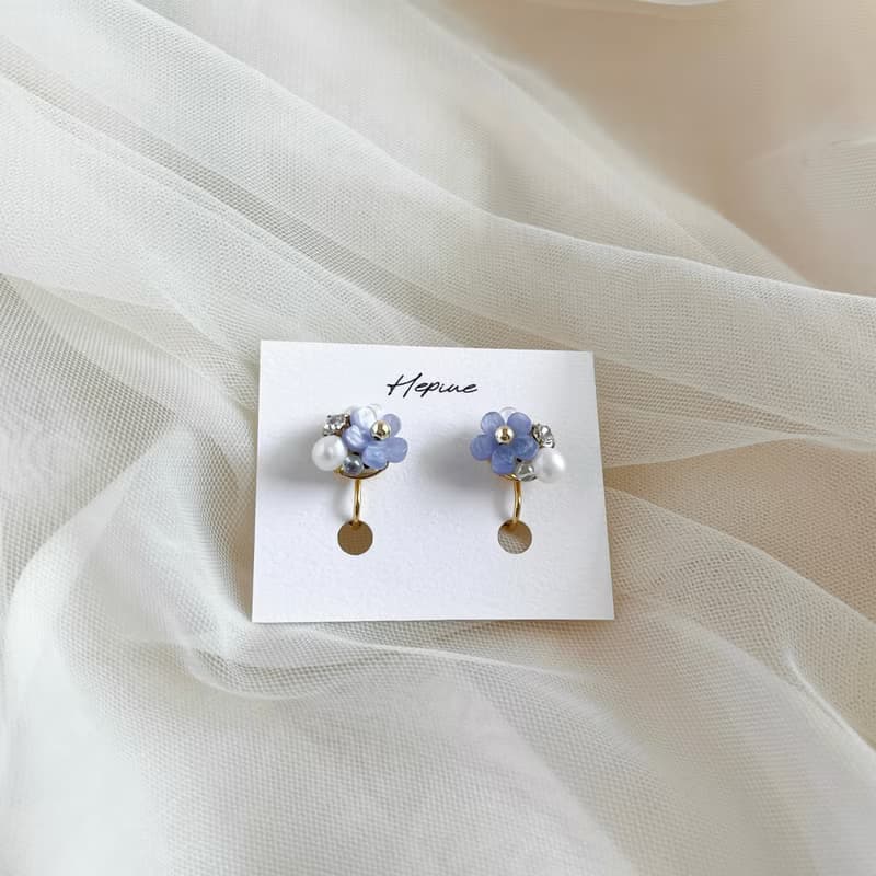 Tiny Charm (Blue) : earring耳夾 / pierce耳釘