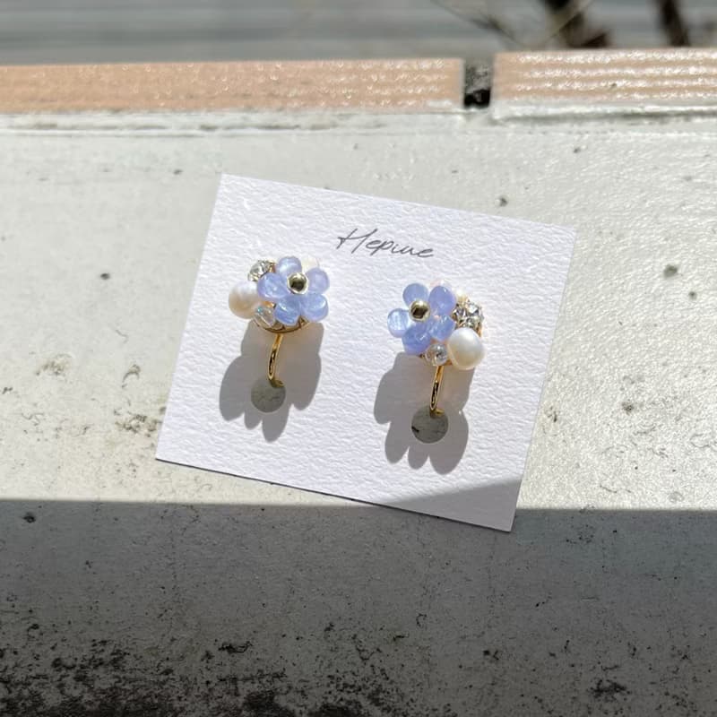 Tiny Charm (Blue) : earring耳夾 / pierce耳釘